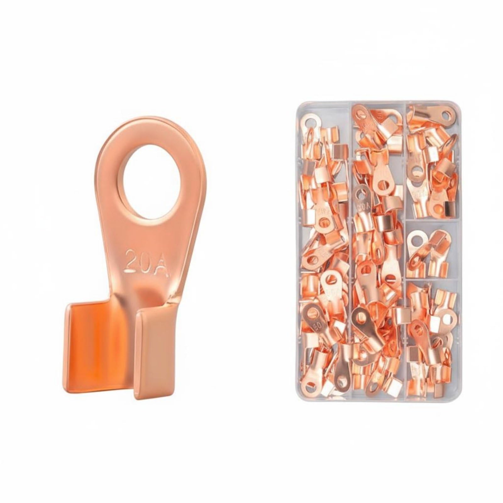 heavy duty copper wire lug high conductivity exposed barrel | circlet terminal non-insulated crimp connector for electricians, diy enthusiasts, solar panel installation, automotive, mari