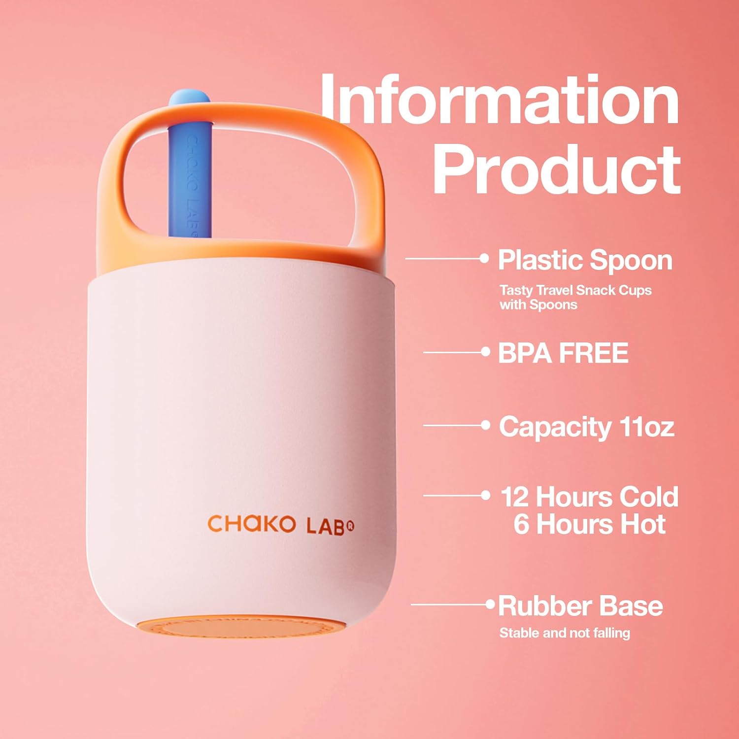 Condition photo showing Good Condition for CHAKO LAB Food Jar 15 oz | Stainless Steel Vacuum Insulated for Hot Food and Cold Food | Wide Mouth Leak Proof Lunch Storage for Smoothie Bowl, Soup, Yogurt(Pink and Orange)