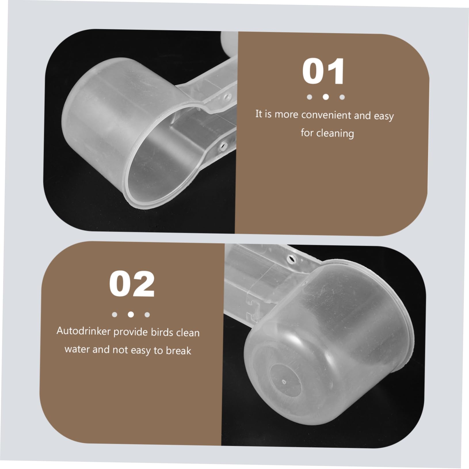 Beavorty Dispenser Acqua per Piccioni e Pappagalli 10 Pezzi in Plastica Bianca Doppia Bocca Autodrinker per Animali da Zoo e Negozio Pet