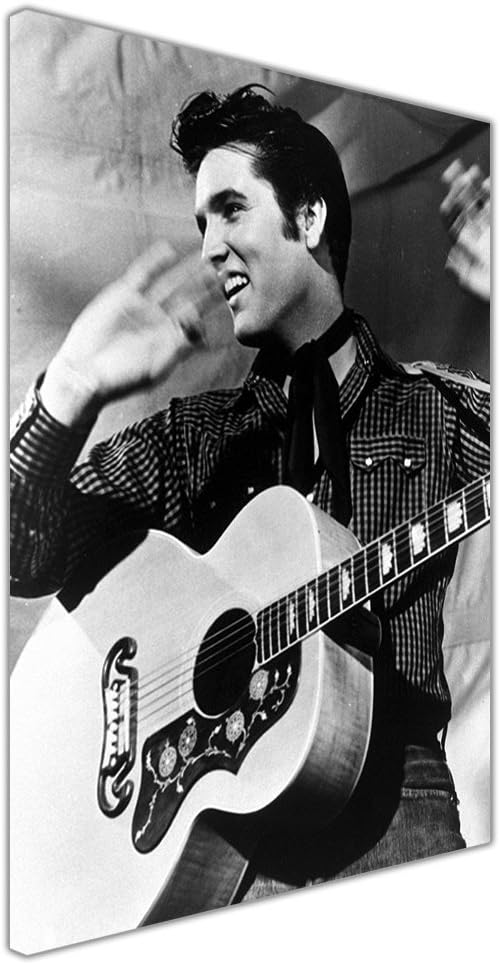 CANVAS WALL ART PRINTS ELVIS PRESLEY AND GUITAR PICTURES HOLLYWOOD LEGENDS NOSTALGIA BLACK AND WHITE