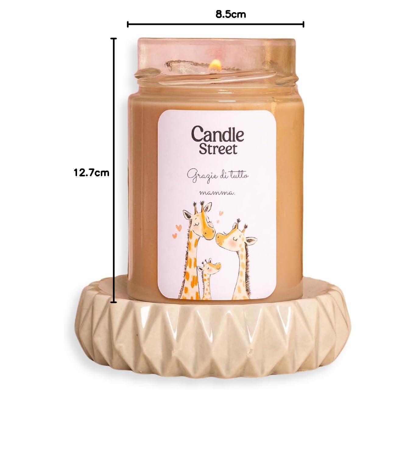 Candle Street | Danke – Danke Mama | Duftkerze | Duftkerze | Vanille, Zimt und Bratapfel | 500 g | Lange Brenndauer 100 h | Handarbeit, vegan, Made in Italy | Geschenkidee Relax