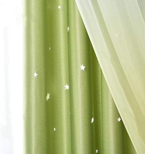 Miniatura 5 de Abreeze - Cortinas blackout con estrellas, de doble capa, con velo blanco y ojales superiores, para combinar, ideal para sala, y dormitorio, 1 panel