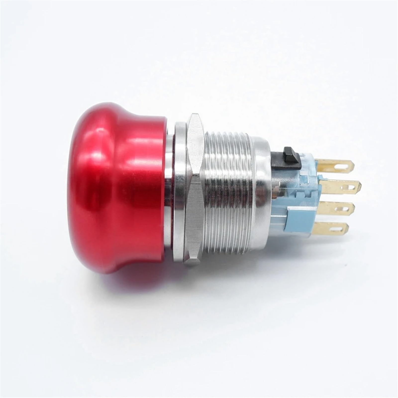Interruptor pulsador de parada de emergencia de metal de 22 mm, con bloqueo de encendido y apagado, cabezal de hongo rojo, interruptor giratorio for elevador, 1NO1NC 2NO2NC(2NO2NC(6PIN))