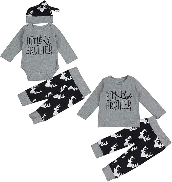 Chennie Baby,Clothing,Baby Boys 0-24m,Bodysuits & One-Pieces,Rompers Chennie Toddler Newborn Baby Boy Matching Outfits Big Brother Little Brother Deer Romper