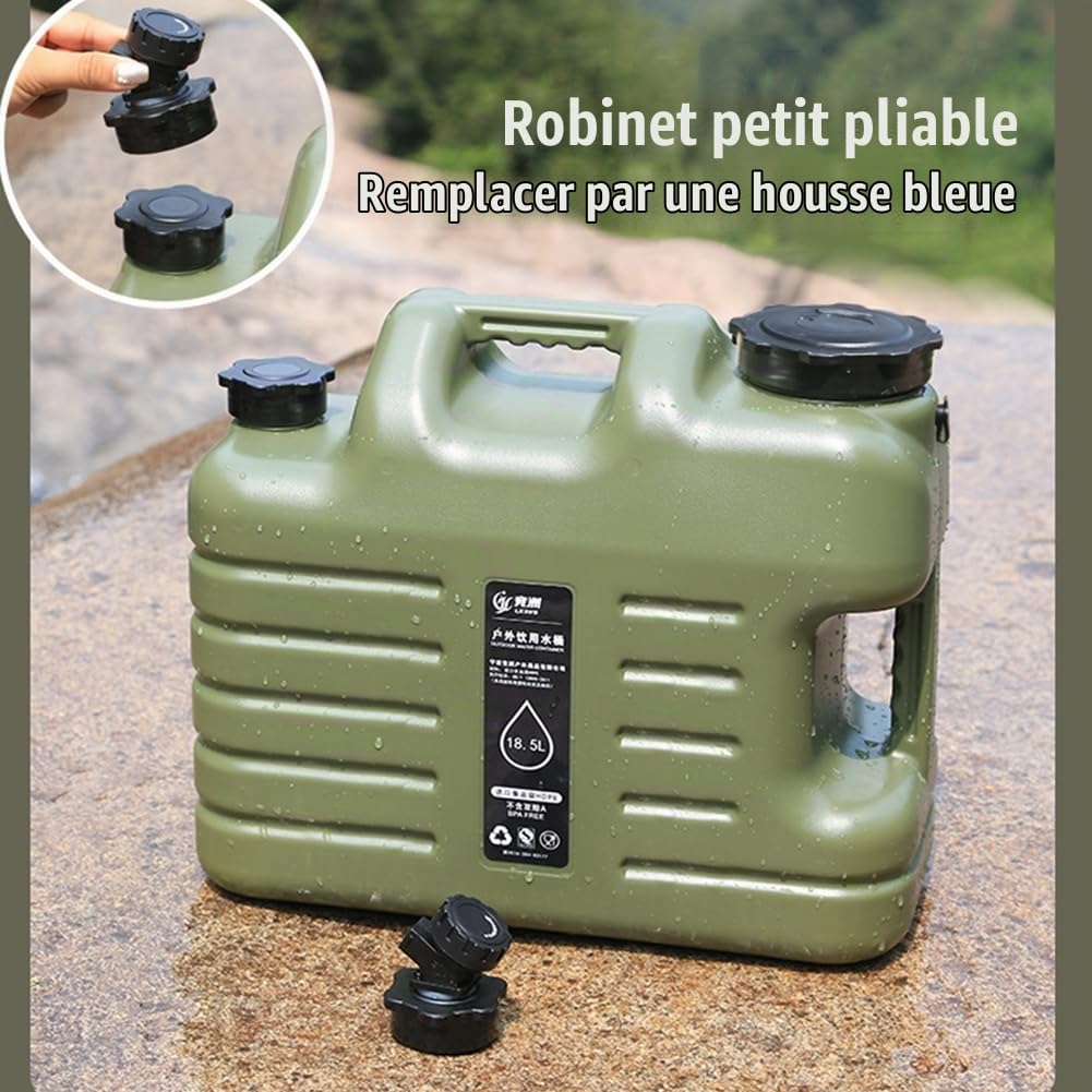Reservoir Eau Camping Car,Portable Bidon d'eau avec Poignée,Jerrican Alimentaire avec Robinet,Bidon d'eau sans BPA, Parfait pour Voyage, Camping, Barbecue, Pêche