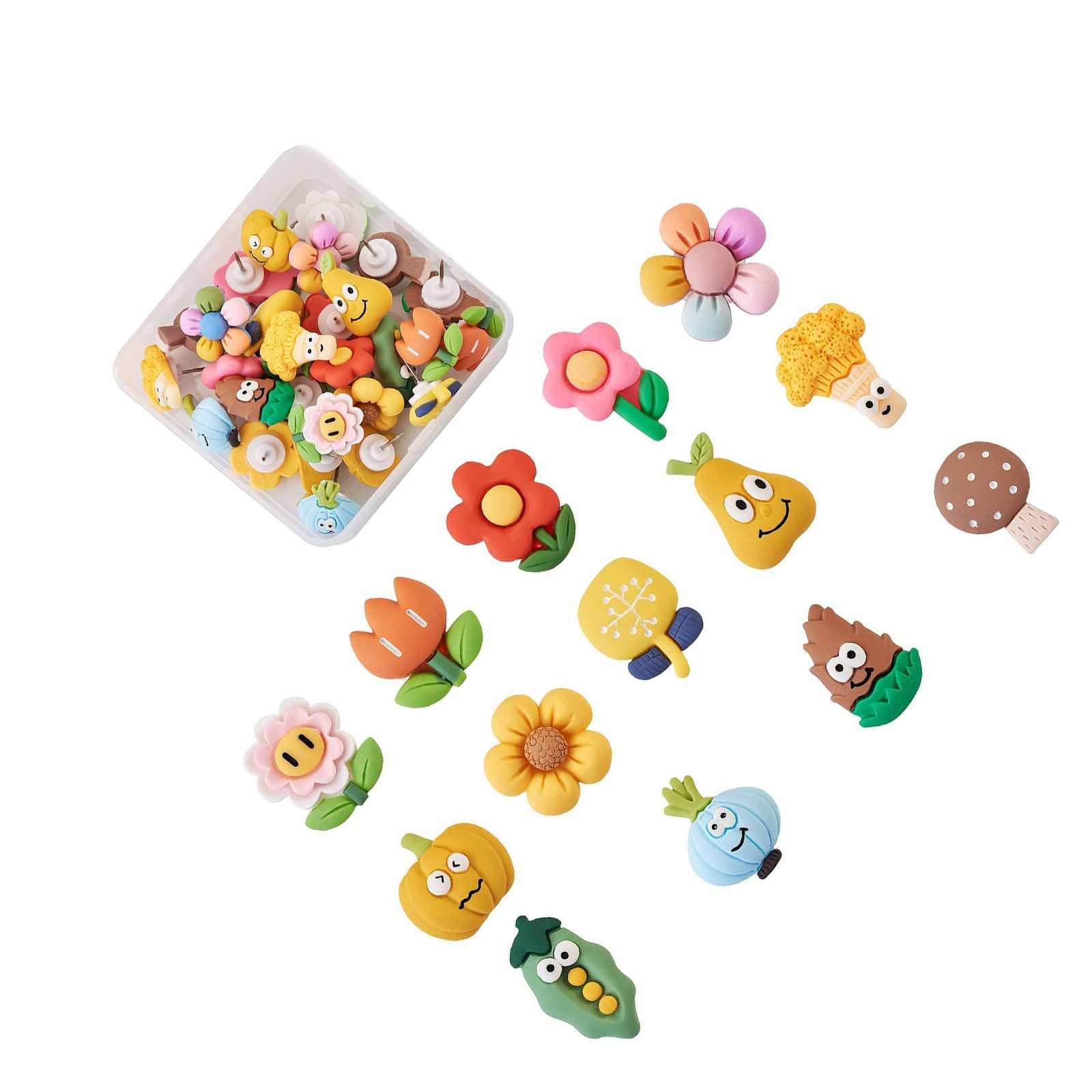 Amazon.co.jp: 28個 箱 混合形状 樹脂 画びょう 画鋲 プッシュピン 花