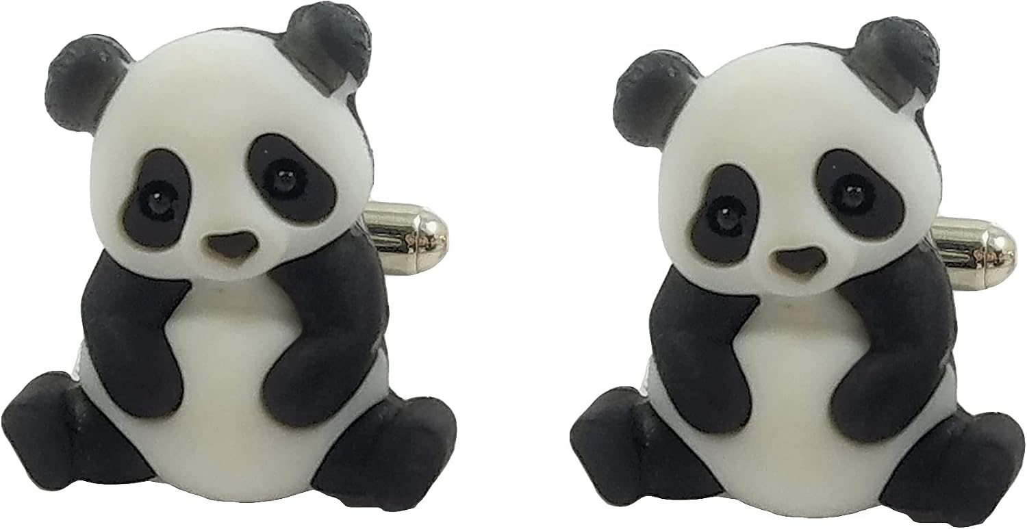 Panda Cufflinks, Lapel Pin, Earrings or Tie Bar