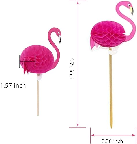 Miniatura 2 de 50 piezas de adornos para cupcakes 3D flamenco para cupcakes Toppers Food Picks Party Cocktail Tropical Cupcake Picks Decoración