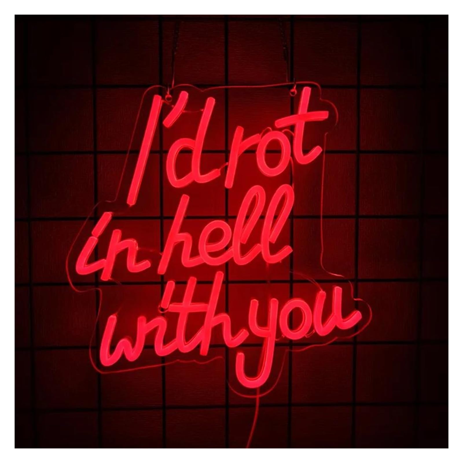néon signe Enseigne Lumineuse I'D Rot In Hell With You Intensité Variable Alimentée Par USB Pour Fête, Maison, Bar, Club, Chambre Décoration Murale 31cmx31.5cm