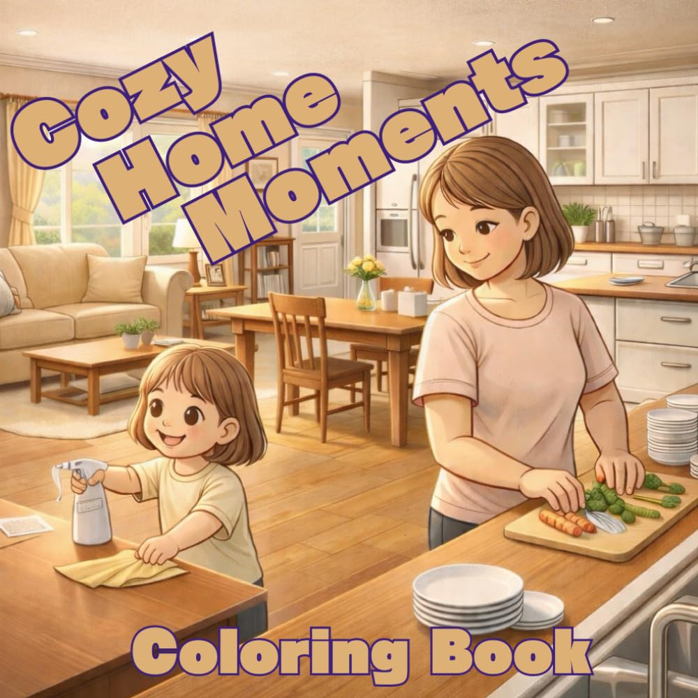 Cozy Home Moments Coloring Book: Bold and Easy Cozy Scenes for Relaxation, Stress Relief, and Simple Coloring for Adults and Seniors