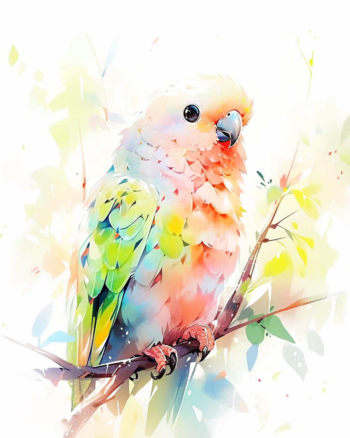 Liubaishi Multicolour Paint By Numbers For Adults, Rainbow Parrot, 16X20 Inch Canvas, Acrylic