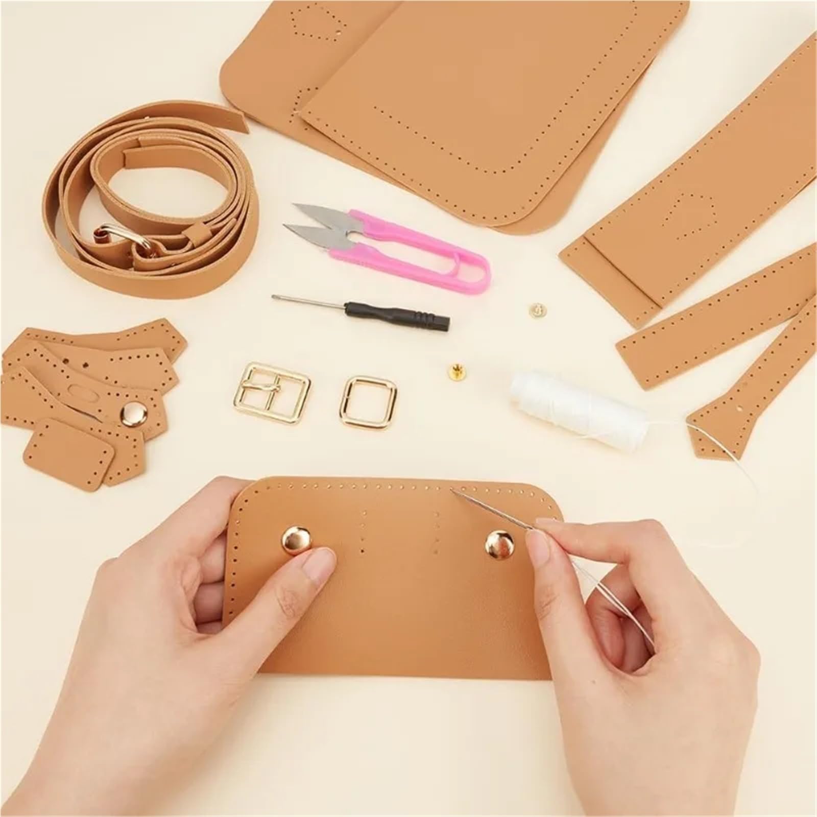 Kit de fabricación de bolsos de bricolaje para hacer bolsas cruzadas, juego de costura de hombro de piel sintética con instrucciones (idioma español no garantizado) hecho a mano