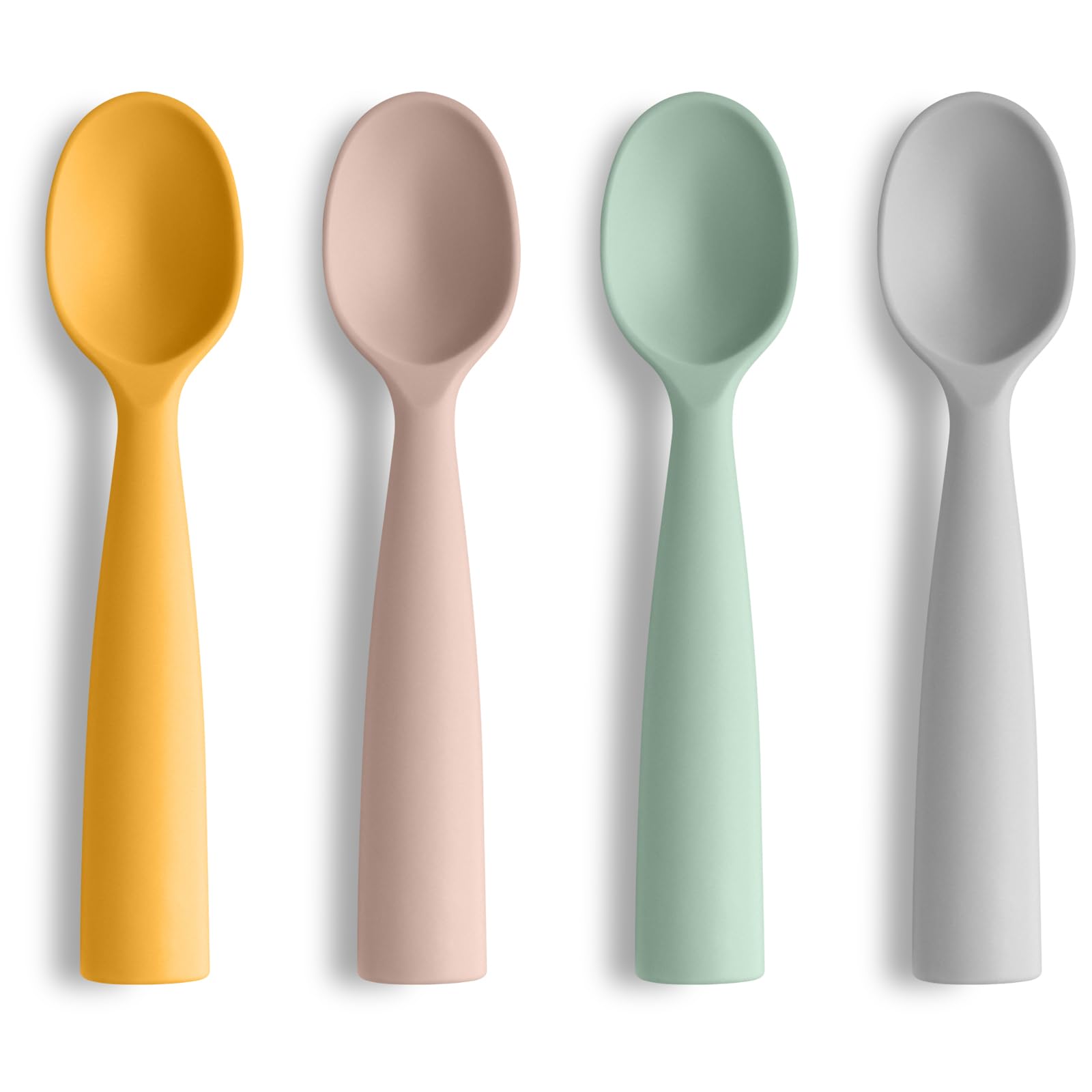 Vicloon Silicone Baby Feeding Spoons - 4 PCS First Stage for Infants, Ultra-Durable & Chewproof, Dishwasher Safe Baby Utensils