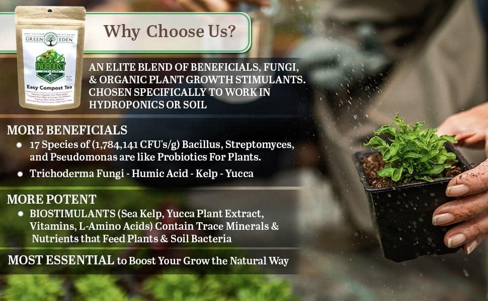 Miniatura 3 de GreenEden InoBoost Ultimate Easy Compost Tea para plantas  Potenciador de nutrientes y floración  Bioestimulantes solubles para el crecimiento de