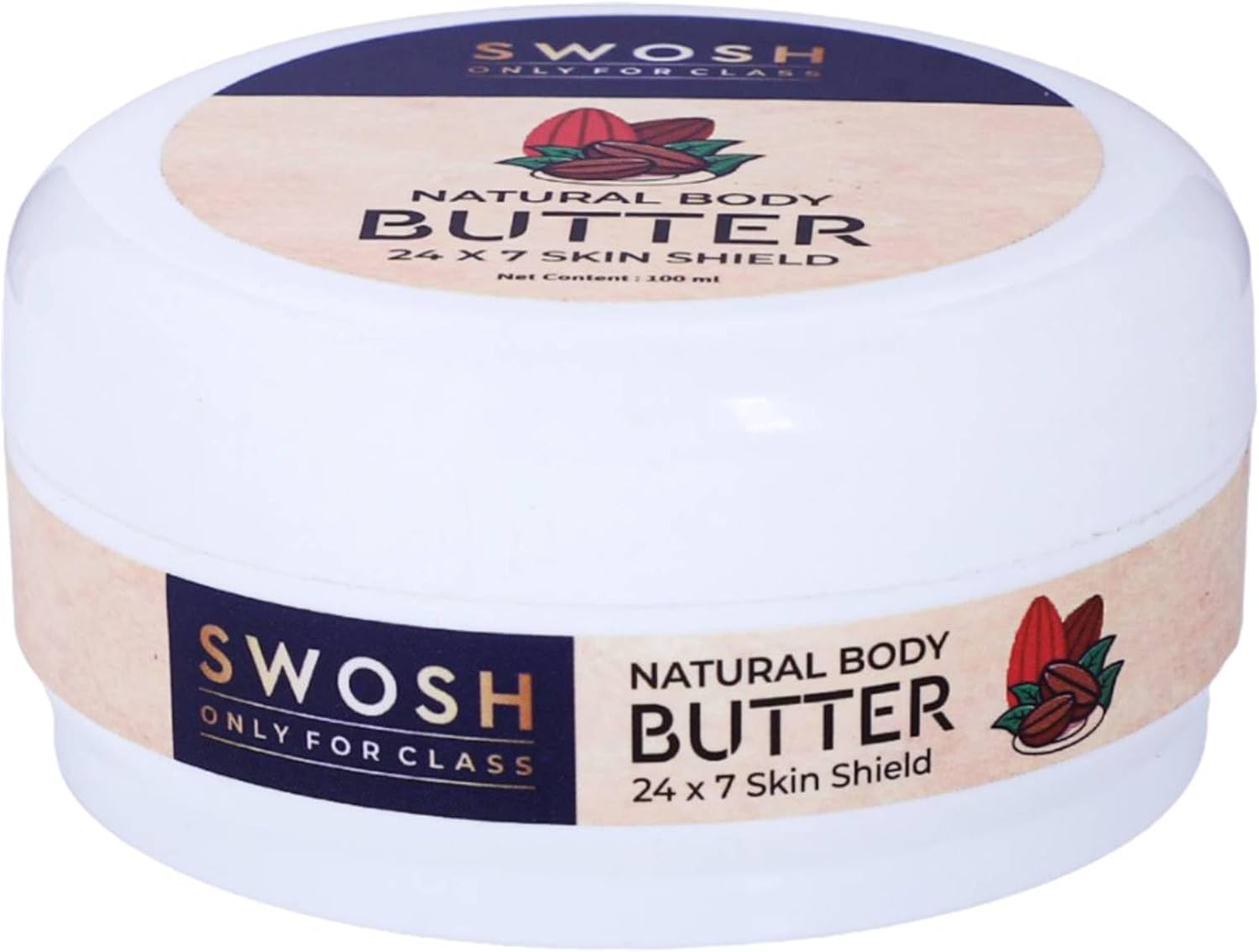 SWOSH Natural Body Butter Cream 100 ml With Shea Butter And Cocoa Butter Suits All Skin Type | Body Butter For Winter For Women & Men | 24 x 7 Hours Moisturization, Hydration & Nourishing Formula