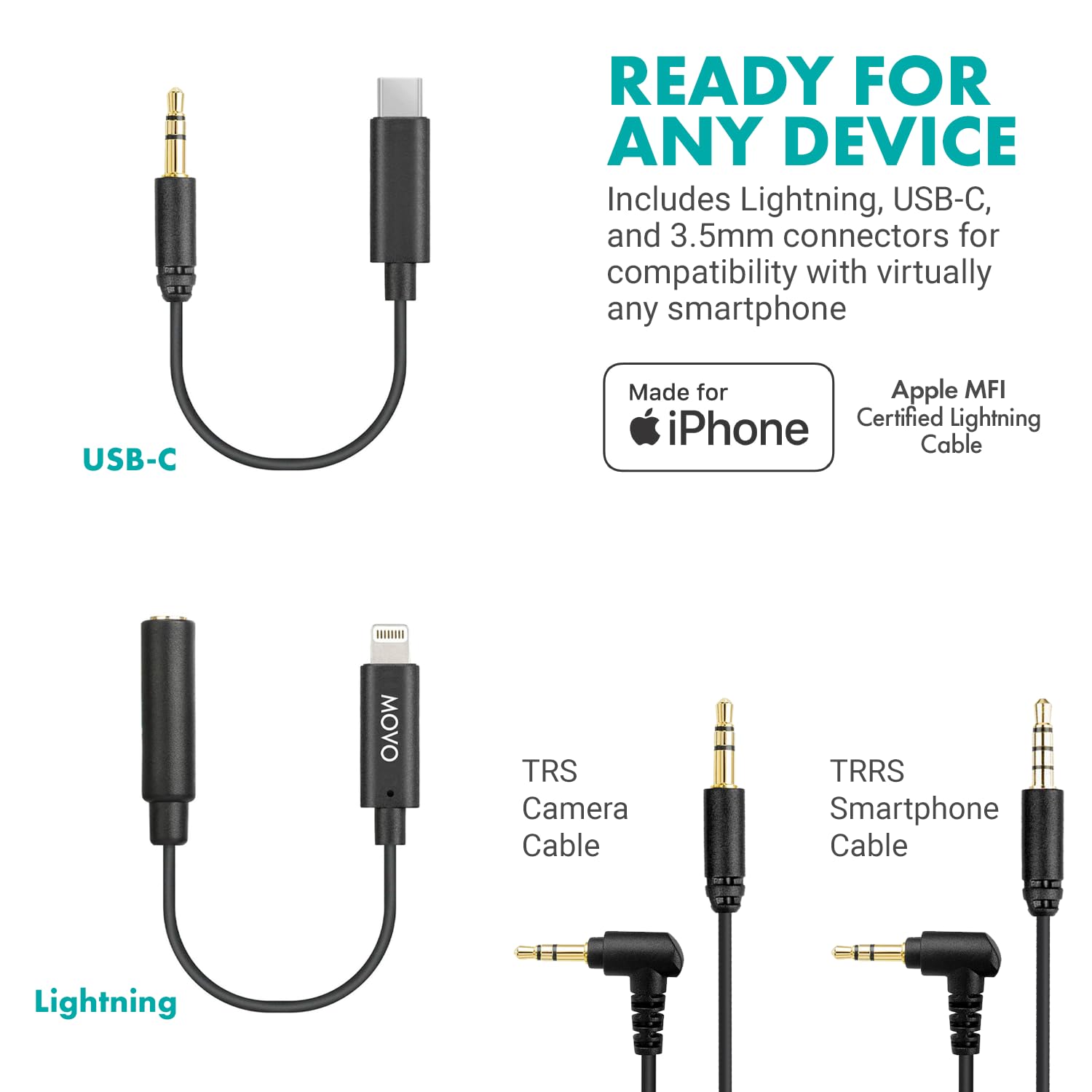 Movo iVlogger-PRO - Kit per vlogging con treppiede completo per iPhone/Android, YouTube Starter Kit per creatori di contenuti, Accessori: treppiede per telefono, supporto per telefono, luce RGB e