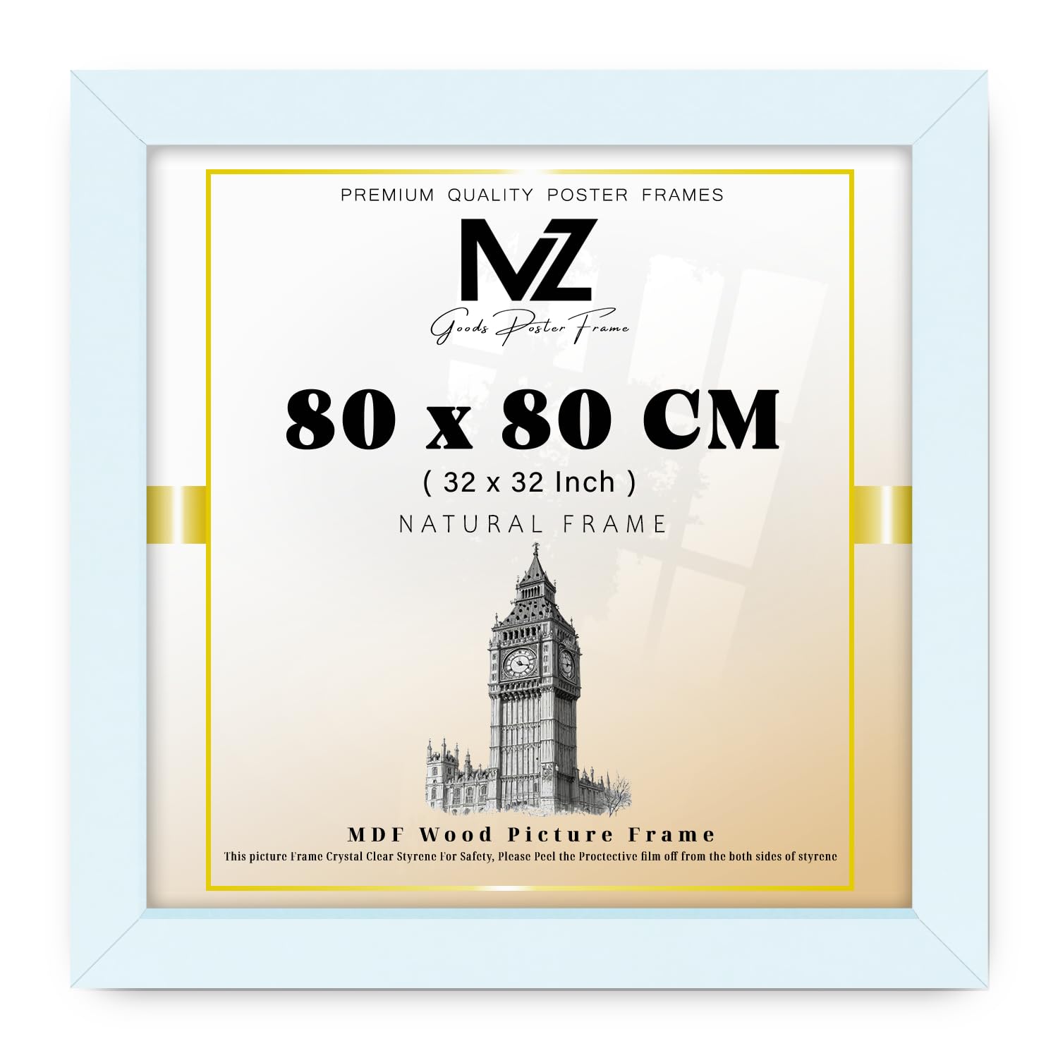 Modern Mdf Wooden Wide White Frame | 80x80 Cm Poster Frames Durable Sleek Acrylic Front | Jigsaw Puzzle Picture Frames Large Art Display For Home & Office Décor