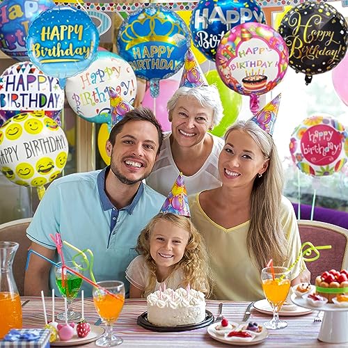 Image of Rozi Decoration Happy Birthday Balloon Set - Pack of 9 Pcs Foil Balloons for Birthday Decoration, Party Backdrop & Celebration Decor