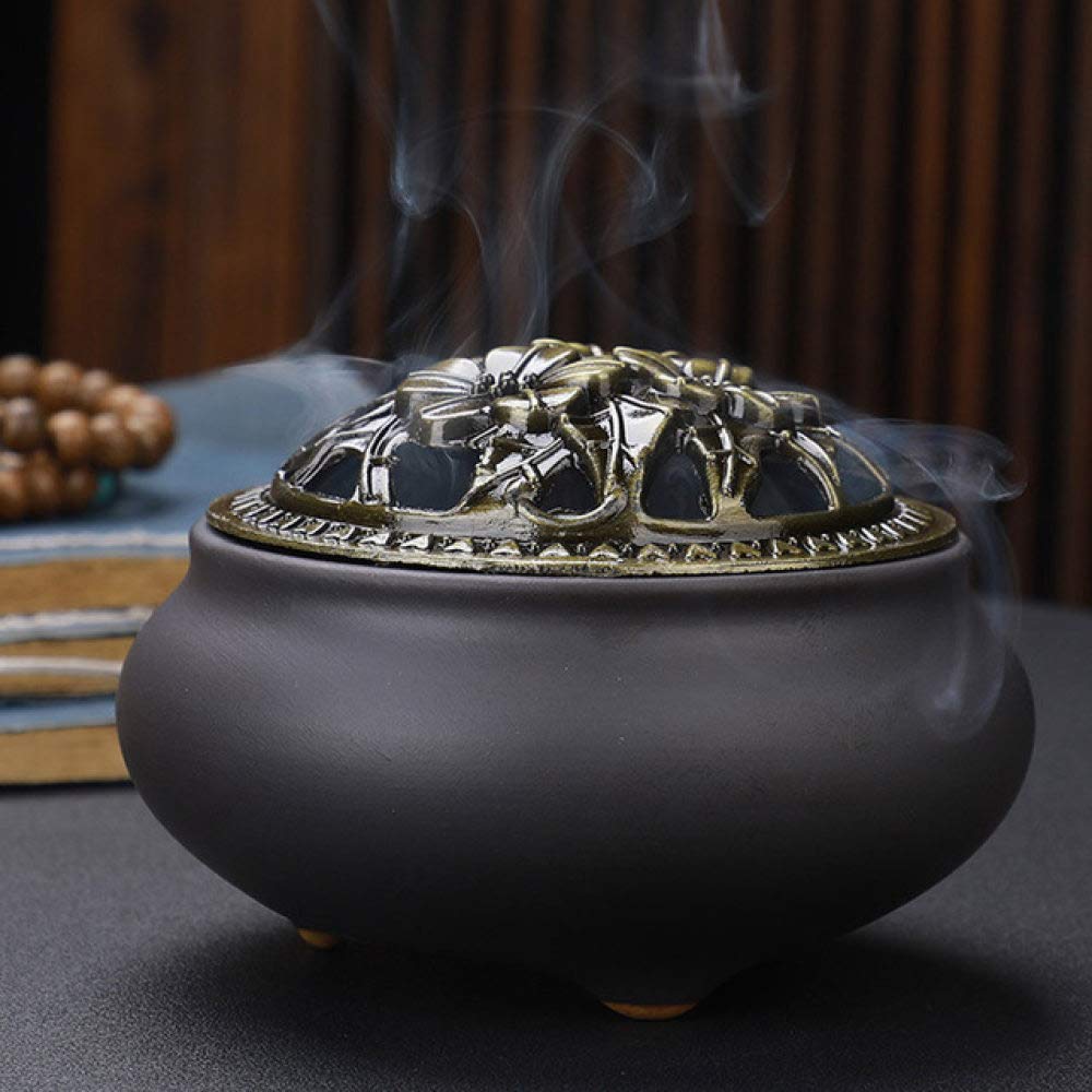 Brûleur d'encens en céramique noire A03 LIJUCAI disque encensoir