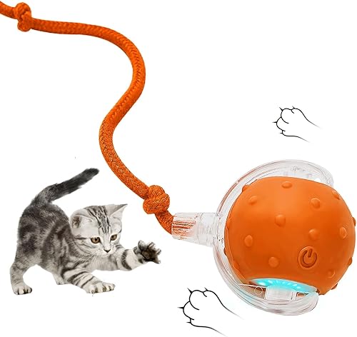 Miniatura 7 de Pelota de juguete eléctrica interactiva para gatos, juguetes automáticos de silicona para gatos de interior, bola motorizada duradera a prueba de