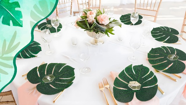 葉柄 ムームー Hawaiian Moon Amazon.com: Moon Boat 120PCS Tropical Palm Leaves Plant Imitation