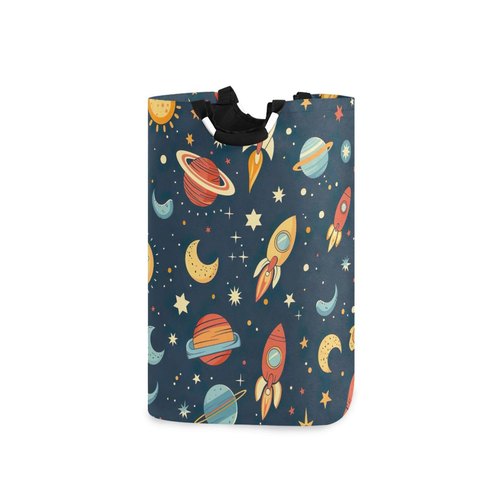 Jihqo Laundry Hamper Basket Solar System Planets Collapsible Nursery Storage Bin Waterproof Clothing Baskets for Home Bedroom Bathroom Washing Room