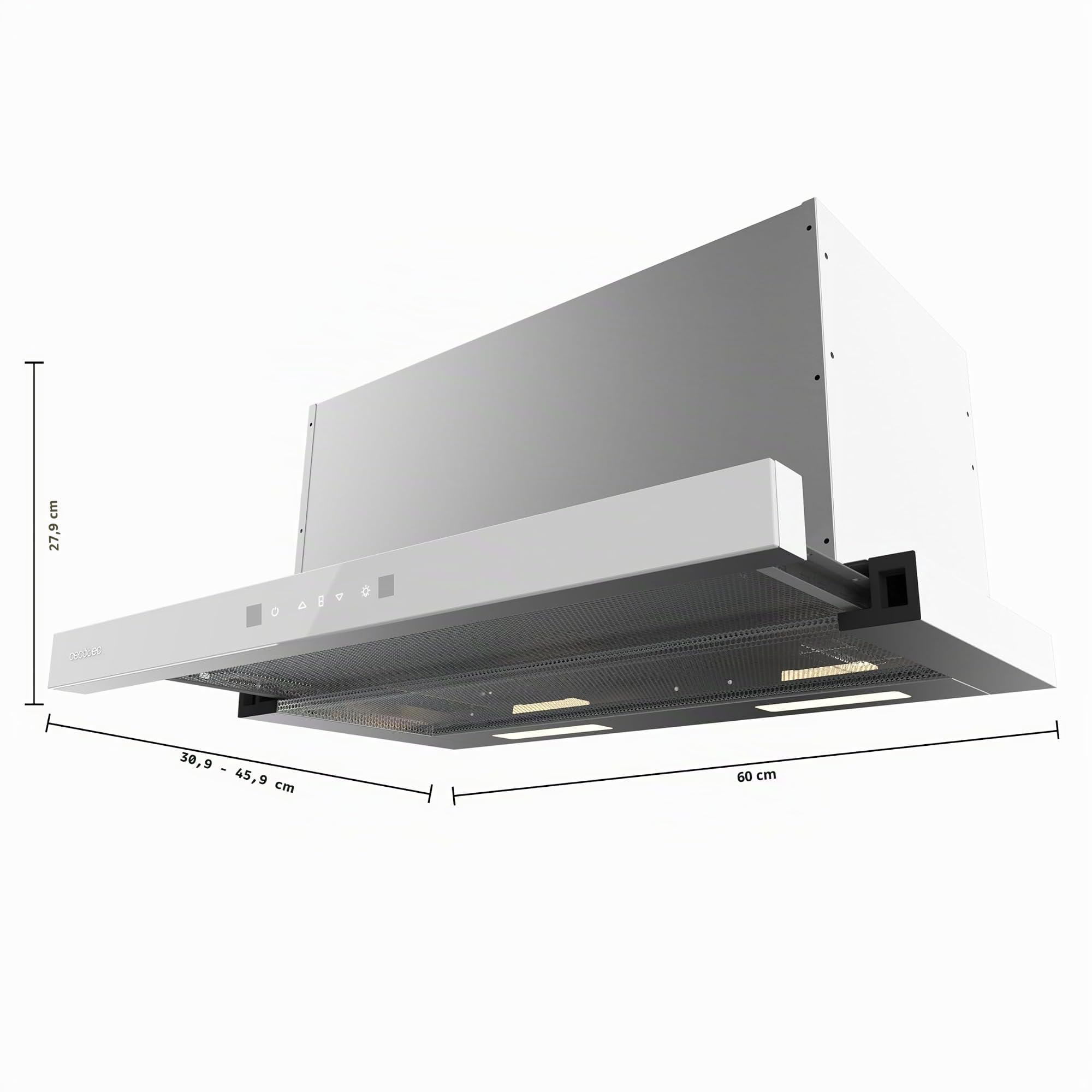Cecotec Bolero Flux Teleskop-Dunstabzugshaube 60cm 606,4 m³/h Energieklasse A++ Bewegungssteuerung Booster