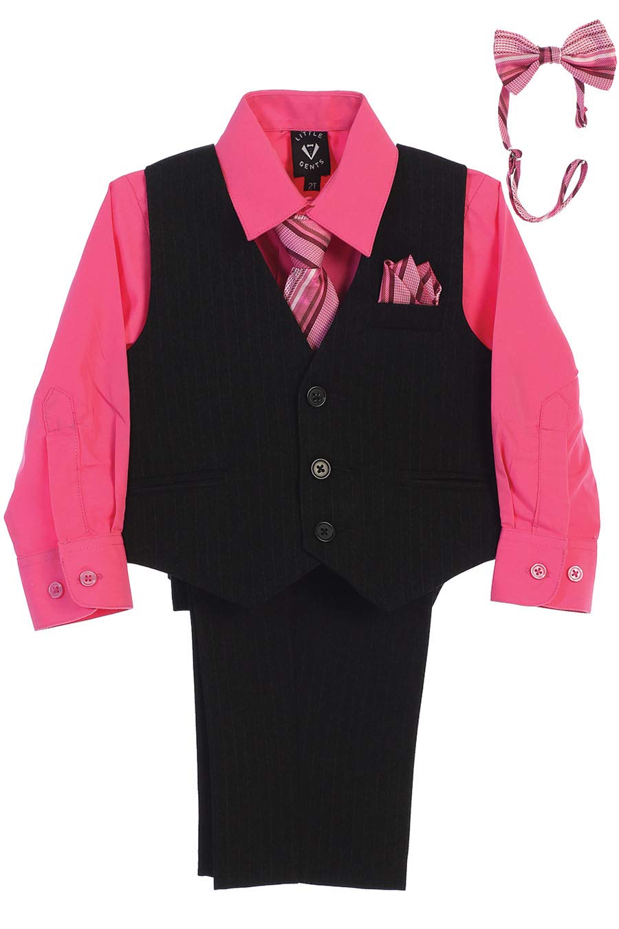 Boys Easter Outfit Boys Suit Ring Bearer Outfit for Boys Dress Shirt and Tie Church Clothes for Toddler Boy Vest and Pant Set Boys Formal Dresswear Set Kids 4 Piece Hot Pink Size 9-12 Months