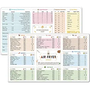 2 Pack Magnetic Cheat Sheets Cookbook Cooker Compatible with Air Fryer Cooking Times Quick Reference Guide Air Fryer Accessories 6''x11''