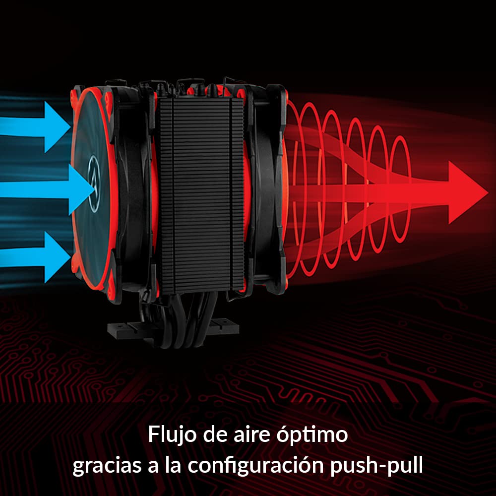 ARCTIC Freezer 34 eSports DUO Ventola de CPU, Enfriador de CPU Push-Pull, Motor Silencioso, Desde 200 hasta 2100 Rpm, 2 Ventiladores PWM 120mm, Rojo