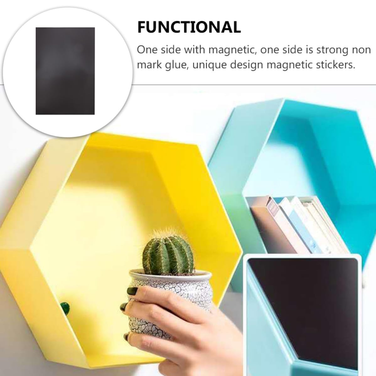 10 Piezas Lámina Magnética Flexible de Doble Cara Adhesivo Negro