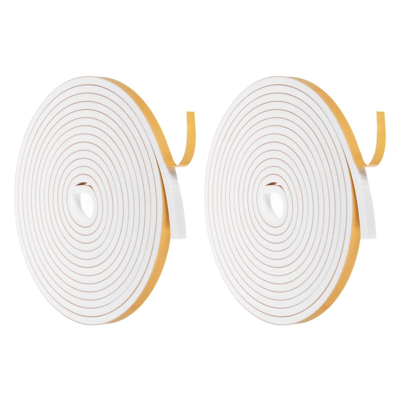 sourcing map Weather Door Seal Strip Tape, Door Insulation Stripping Single Side Strong Self Adhesive Foam Tape Gap Filler for Doors, Window, 10MM x 6MM x 5M White 2 Pack