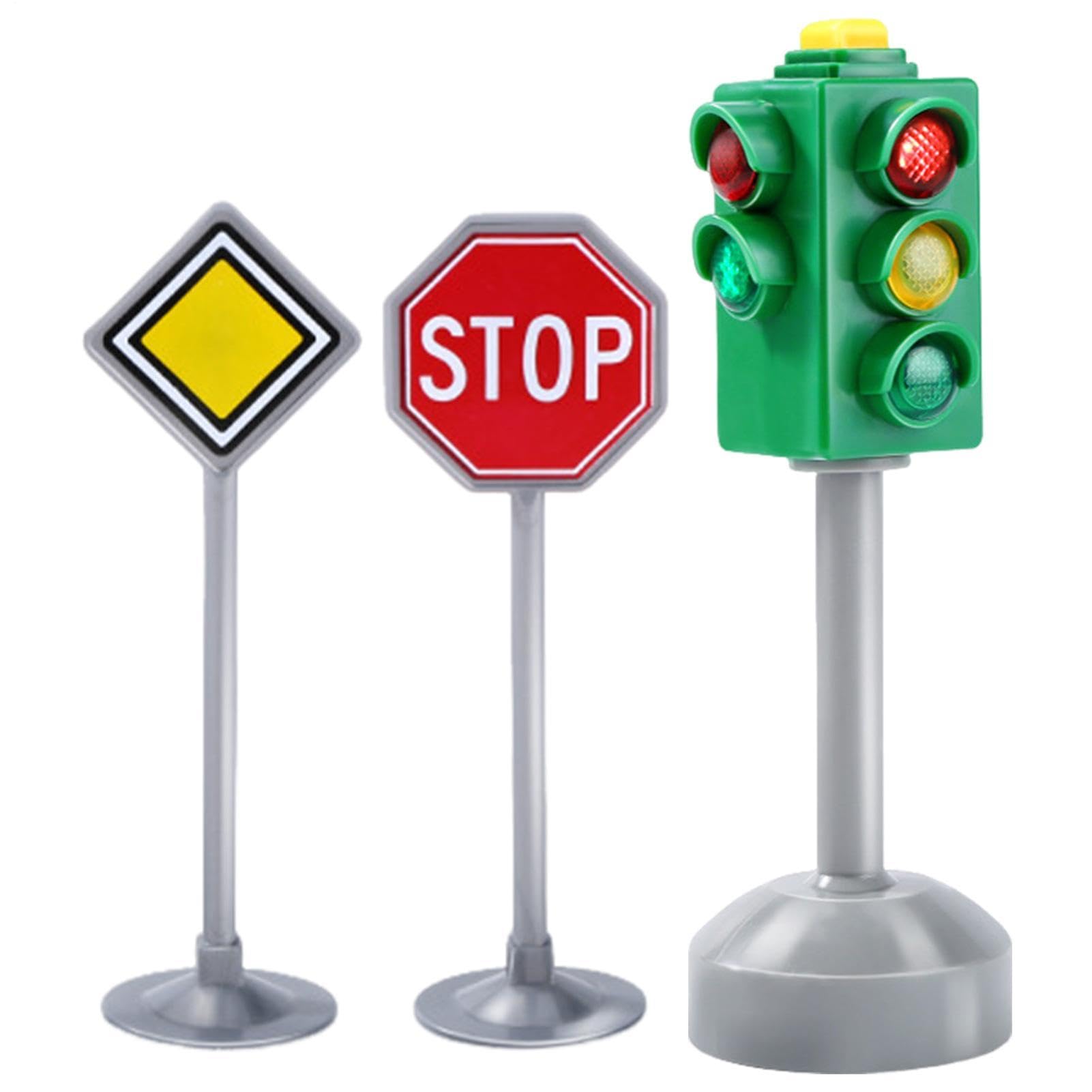 LED Traffic Light Toy - Children's Educational Light, Lights and Sounds | Simulated Traffic Signal with Voice Flashing, Safety Road Crosswalk Model for Kindergarten Kids Birthday Playset