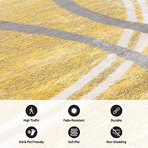 Rugshop Modern Wavy Circles Design Area Rug 9' x 12' Yellow