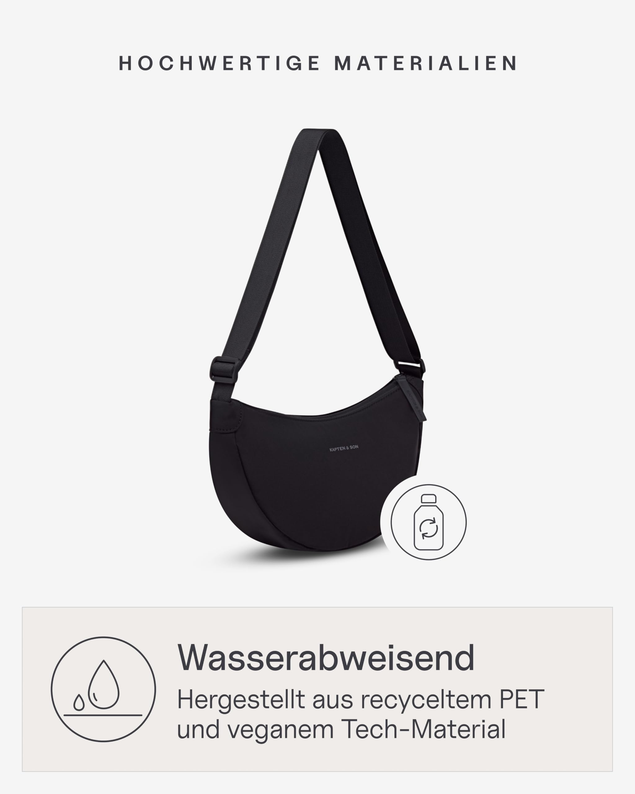 Kapten & Son Moon Bag 3,5L | Bauchtasche Damen & Herren | Crossbody Bag Damen mit längenverstellbarem Gurt & Anti-Diebstahlfach | Umhängetasche wasserabweisend | ideal für Reisen, Festival & Alltag