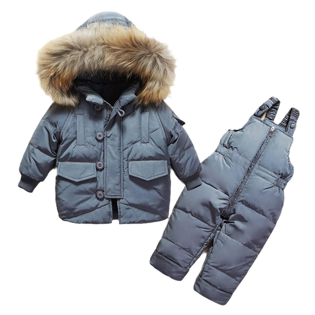Winter Children Clothing Set Baby Boy Girl Clothes Warm Down Jacket Coat Jumpsuit Snowsuit Kids Parka Overalls gray3