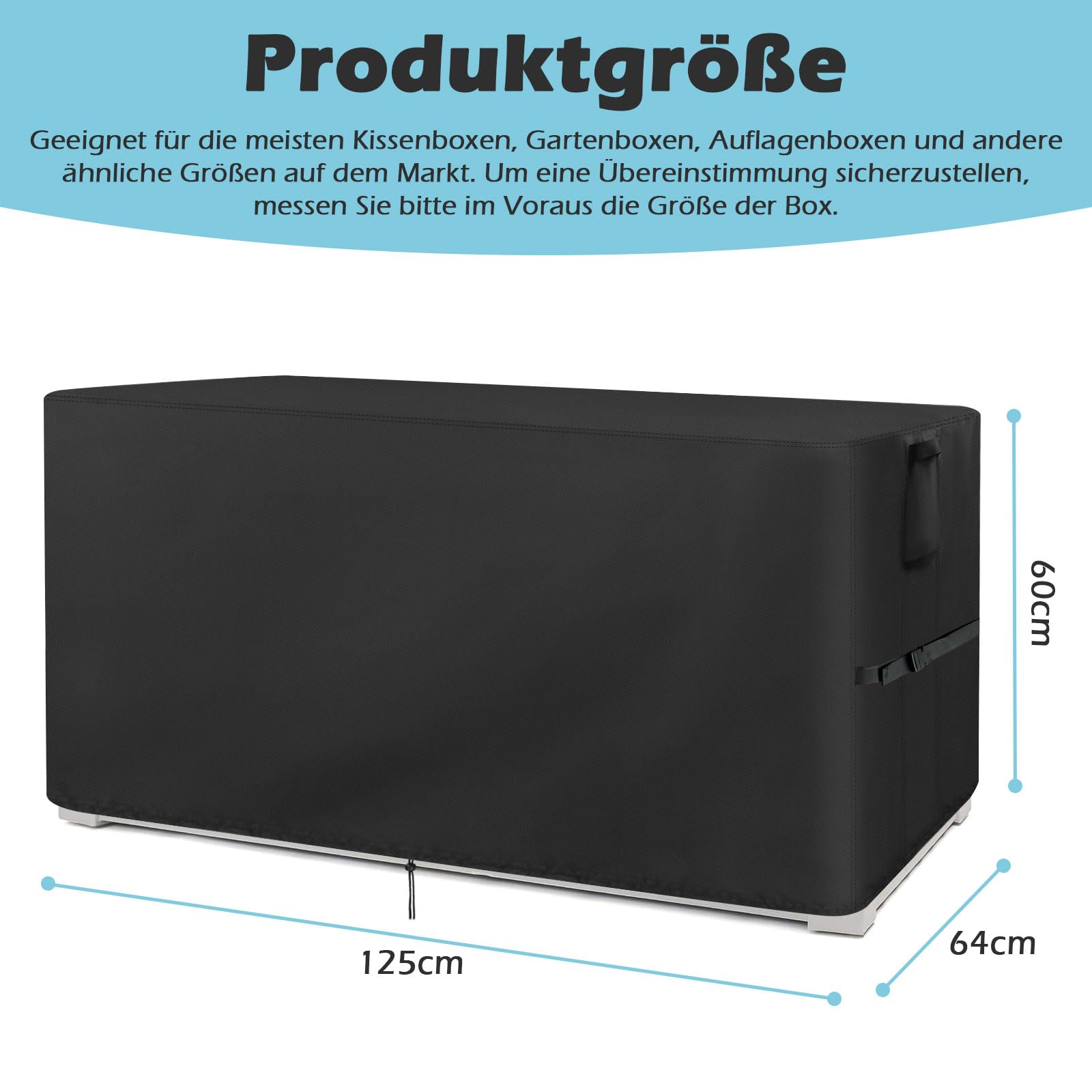 Gartenbox Abdeckung Wasserdichte Nur Abdeckung,500D Oxford Garten Kissentruhe Allzwecktruhe Kissenbox Abdeckung,Gartenbox Schutzplane Abdeckungen,125 * 64 * 60cm