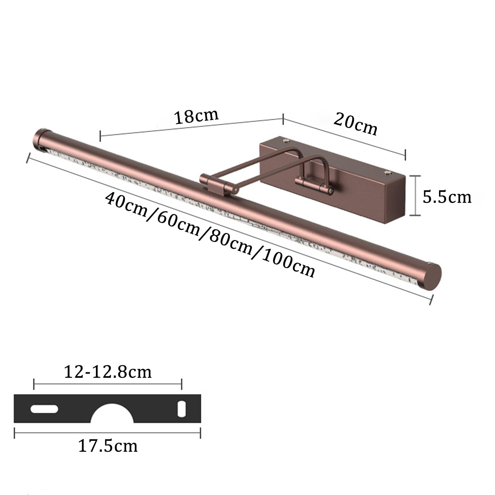 LED Spiegelleuchte Bad Wandleuchten 3 Farbtemperaturen Dimmbar Wasserdicht Wandlampen 180° Einstellbar Faltbar Wandbeleuchtung für Wohnzimmer Badezimmer Spiegelschrank (Schwarz,40cm)