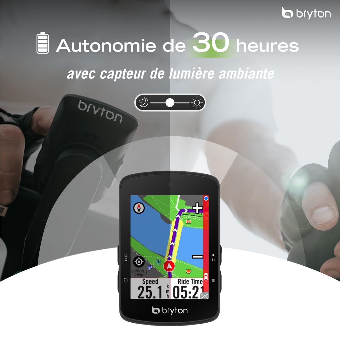 Bryton Rider S510 Compteur GPS Vélo Écran Tactile Couleur 2,8" Carte Offline Europe Radar Autonomie 30 Heures Navigation Virage par Virage Étanche