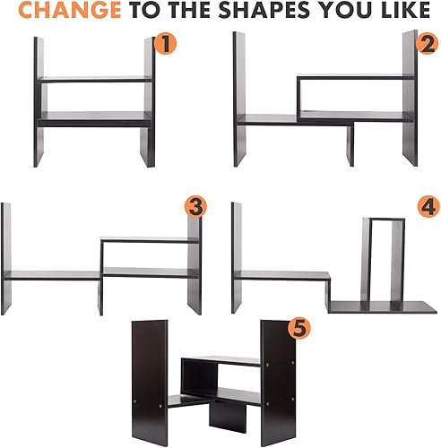 Miniatura 4 de ShellKingdom Organizador de estante de escritorio, estantes de escritorio, estante de esquina de escritorio ajustable, estante de almacenamiento de
