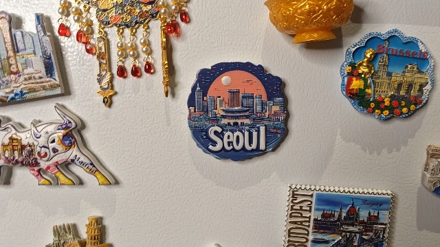 Imán decorativo de resina 3D con skyline de Seúl miniatura 7