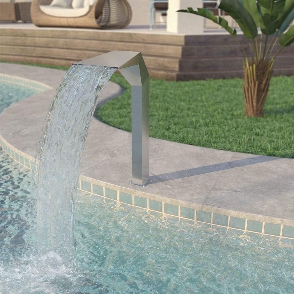Stainless Steel Fountain Garden Outdoor Waterfall Pool Fountain (25.2x11.8x20.5) (19.7x11.8x35.4)
