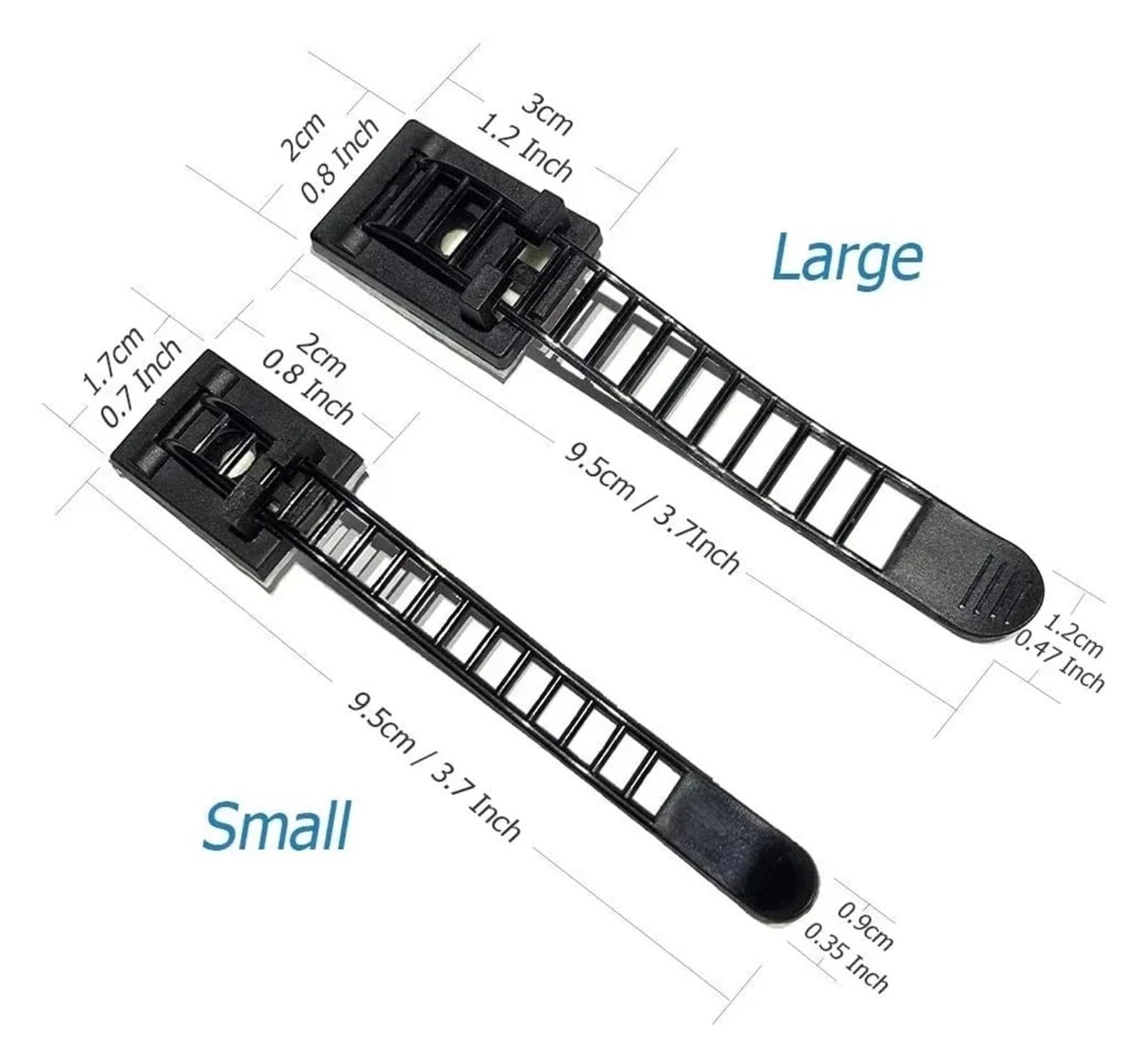 Attache de câble à boucle réglable Organisateur de câbles, enrouleur fil, support d'écouteurs, souris auto-adhésive(20PCS-Black-Small)