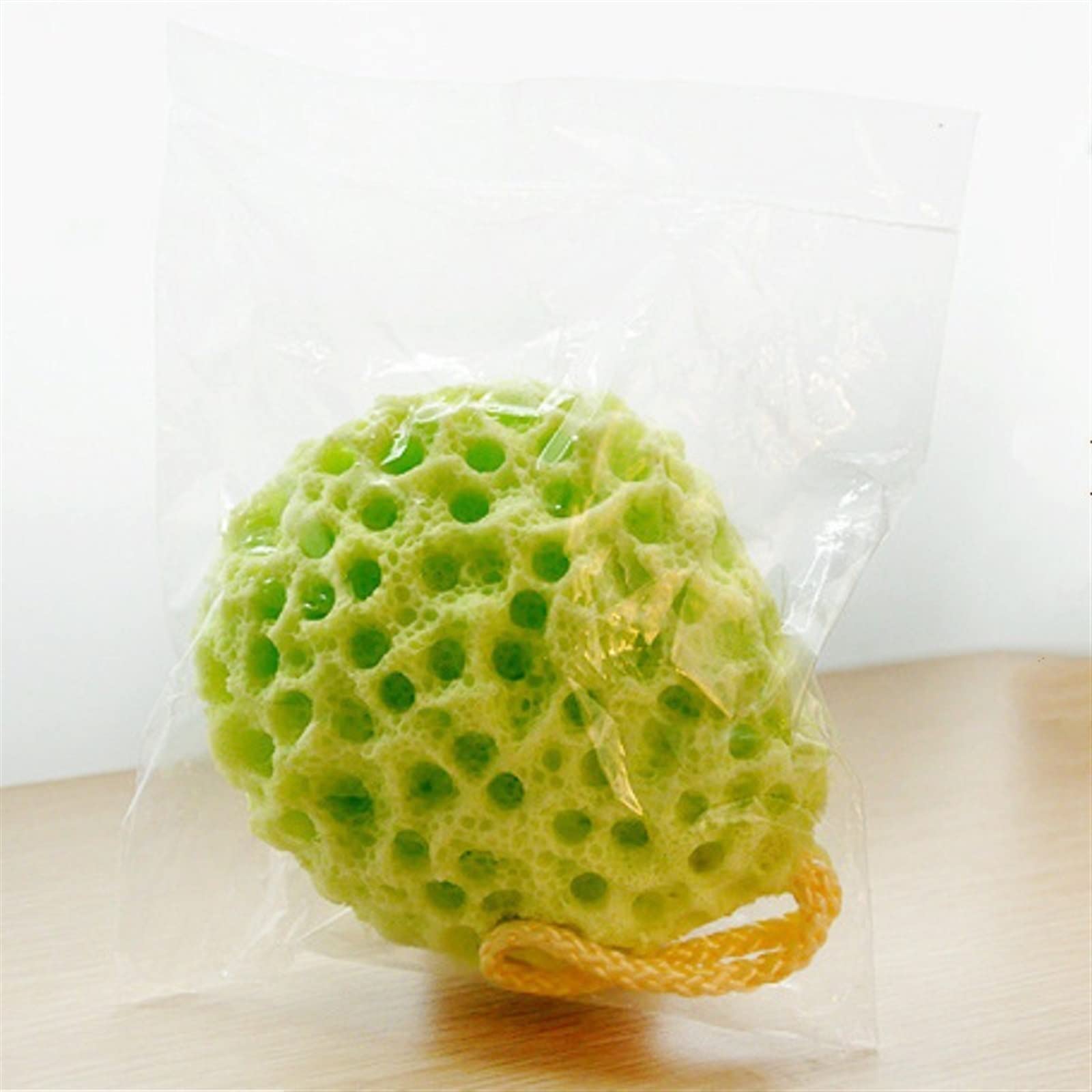 Esponja de baño de cepillado en seco, masaje exfoliante, bola de baño suave, herramienta para el cuidado de la piel, ducha, spa, espuma, cepillo de limpieza corporal (verde)