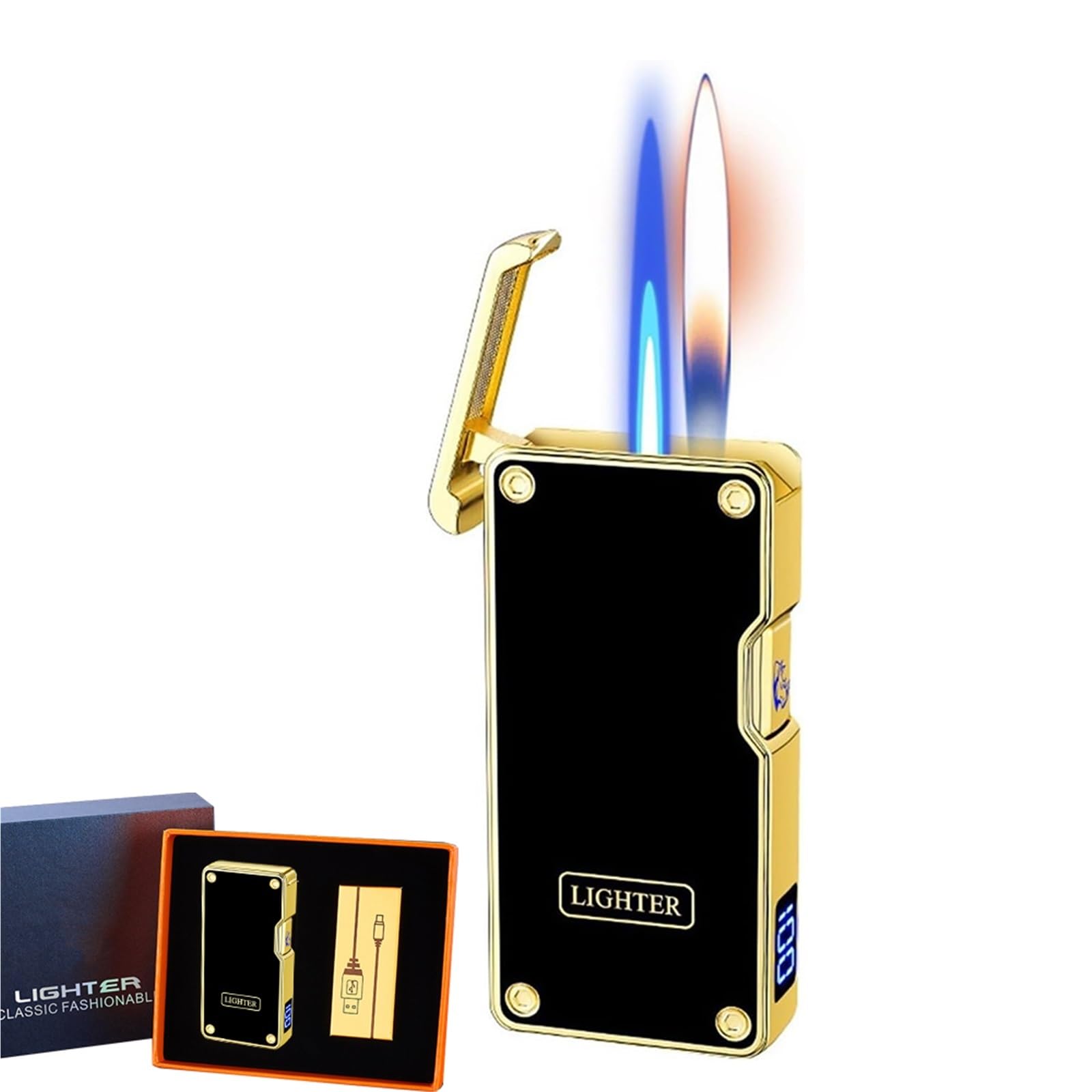 Encendedor de butano elegante de doble llama: el regalo para hombre perfecto