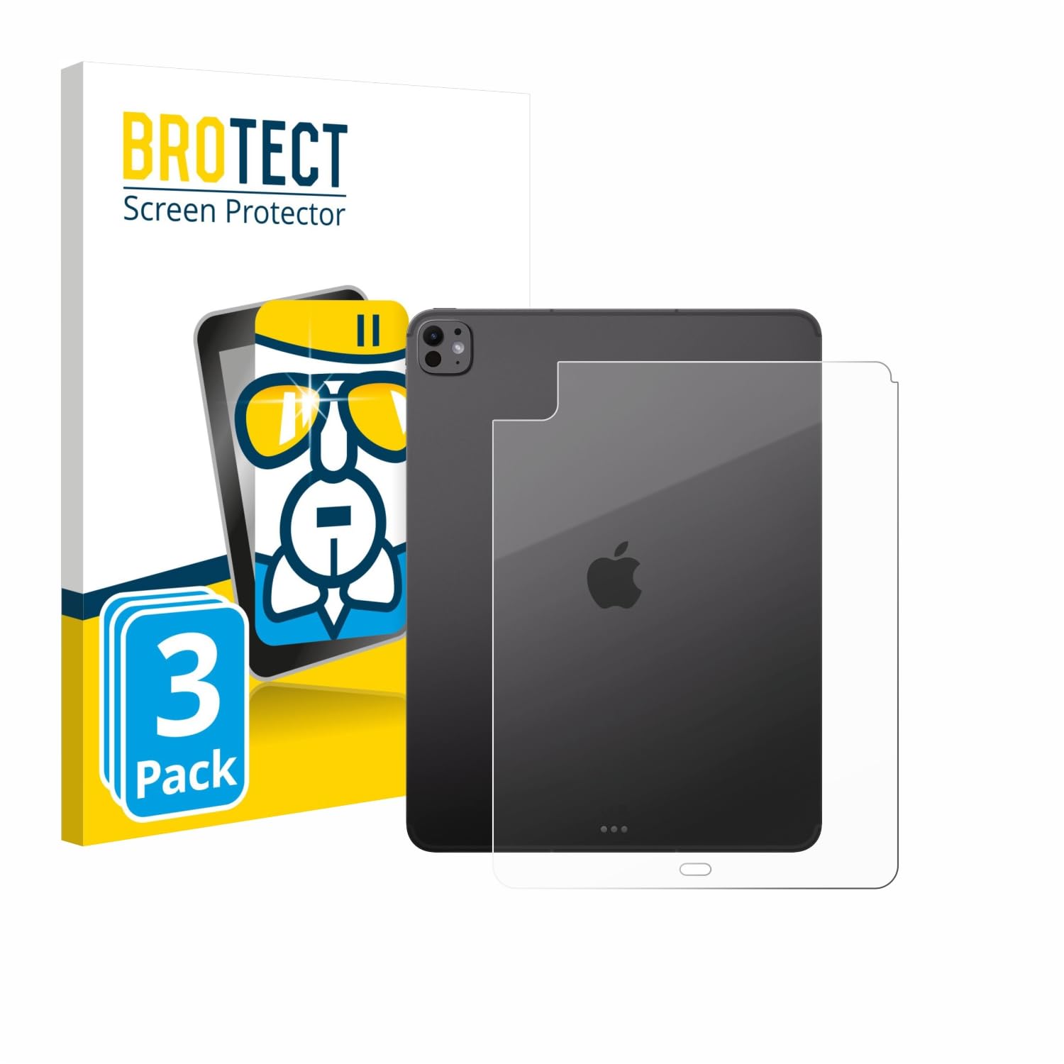 BROTECT 3 Stück Schutzglas für Apple iPad Pro 13" 2025 | (Rückseite) Transparenter Displayschutz Made in Germany, Schutzfolie Panzer Folie Glas 9H Einfache Montage Clear