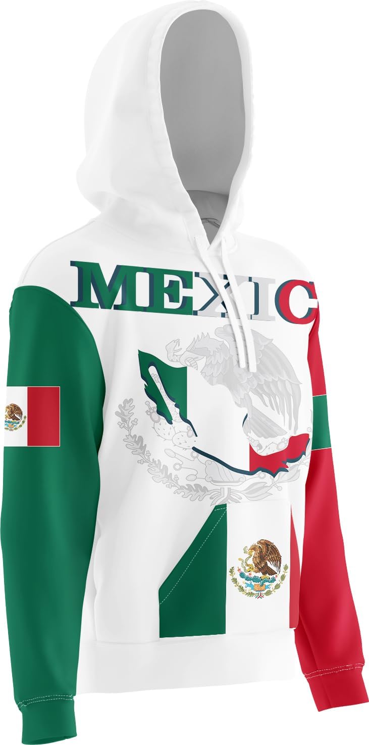 Men's Mexico Flag Hoodie Unisex Mexican DNA Black Long Sleeve Pullover Casual Mexican Patriotic Sweatshirt Hoodie - Image 3