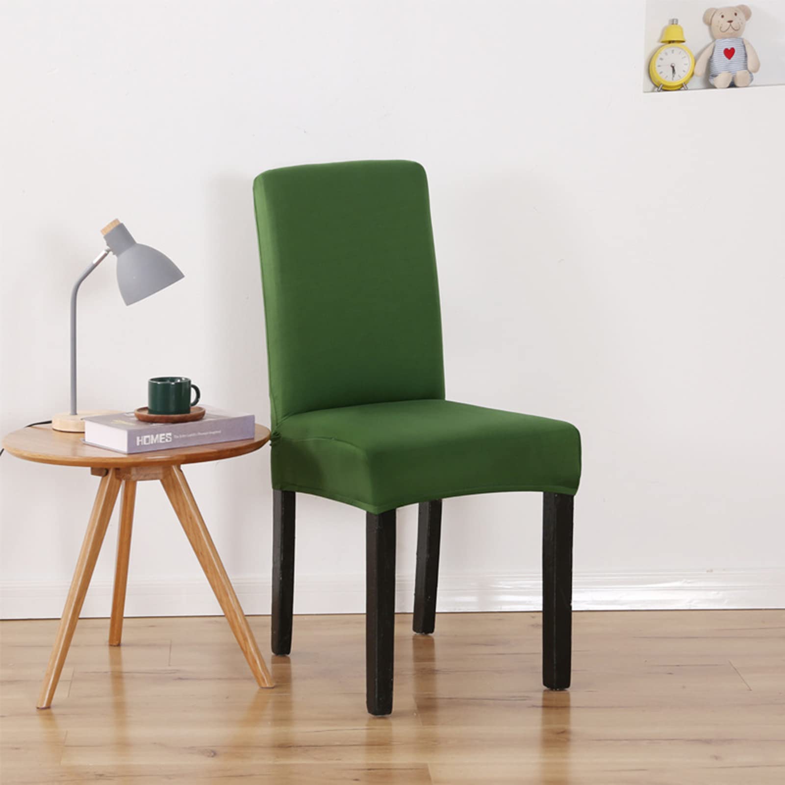 Housses de chaise Parson lavables vertes pour protéger vos sièges des taches de repas