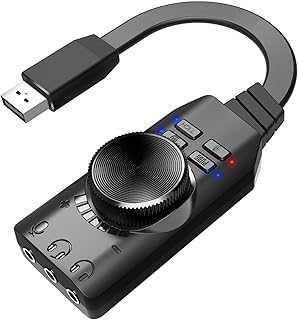 Usb Mini Sound Card, External Sound Card | Virtual 7.1 Surround Sound External Sound Card for Laptop with Volume Control, Driver Free Sound Card, Portable Usb Audio Interface Headset Headphone
