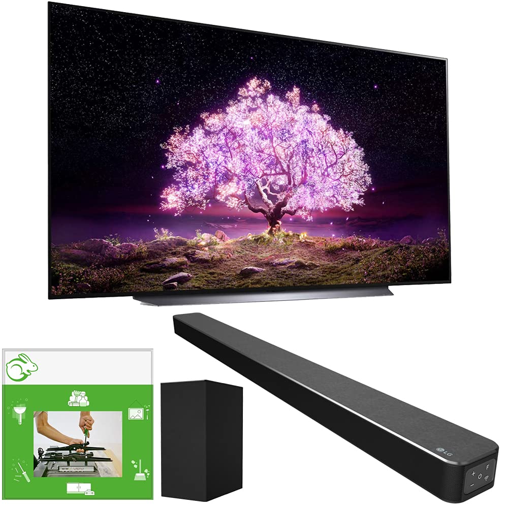 LG OLED83C1PUA 83 inch Class 4K Smart OLED TV w/AI ThinQ (2021 Model) Bundle with LG SN6Y 3.1 Channe